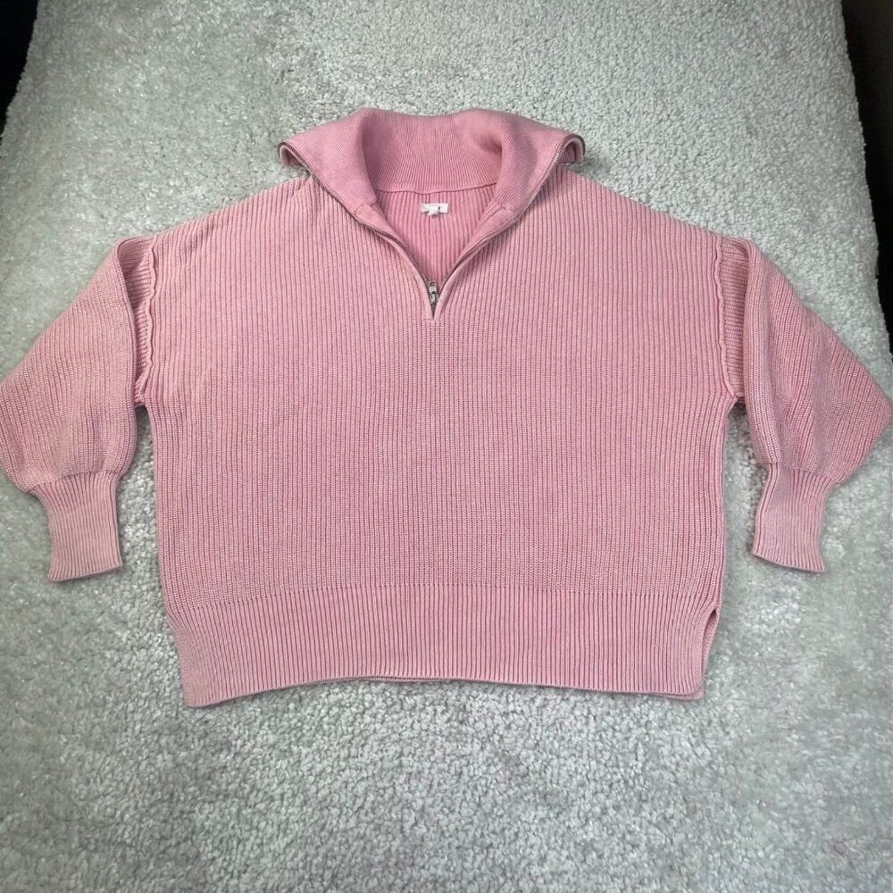 AERIE Beyond Quarter Zip Sweater Pink - Picture 2 of 9